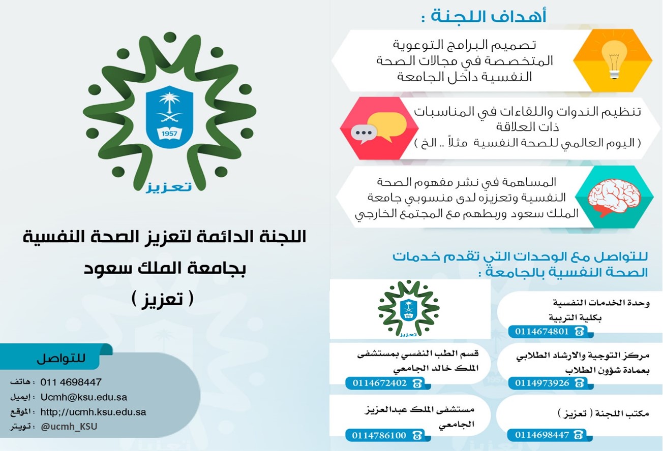 للتواصل مع الخدمات التي تقدم خدمات الصحة النفسية بالجامعة